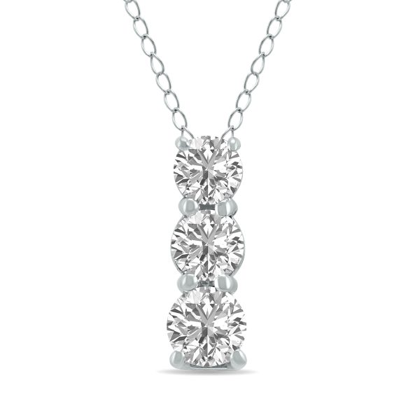 1/4 CTW Lab Grown Diamond Three Stone Pendant in 14K White Gold- PDF62016LD