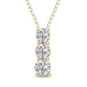 1/4 CTW Lab Grown Diamond Three Stone Pendant in 14K Yellow Gold- PDF62017LD