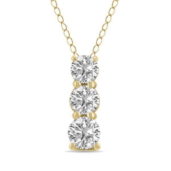 1/4 CTW Lab Grown Diamond Three Stone Pendant in 14K Yellow Gold- PDF62017LD
