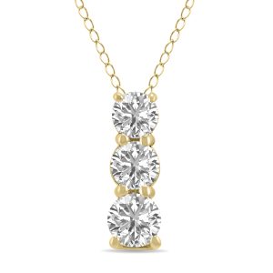 1/2 CTW Lab Grown Diamond Three Stone Pendant in 14K Yellow Gold- PDF62019LD