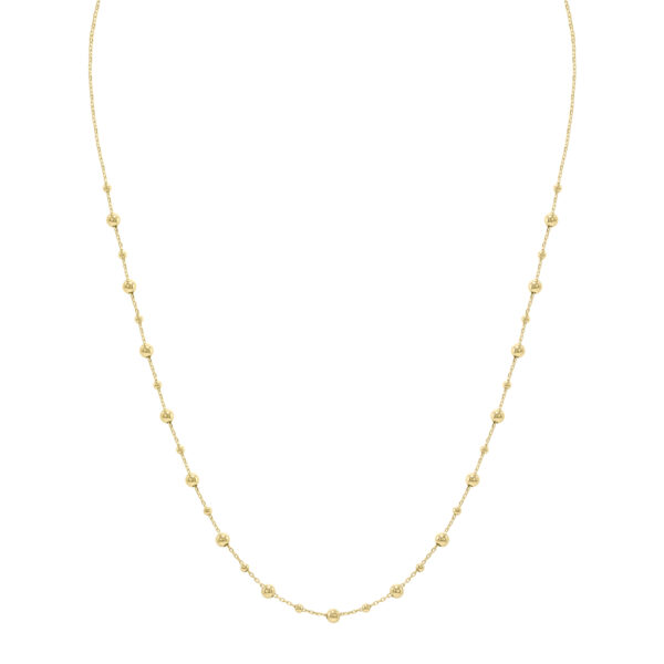 14K Yellow Gold Bead Station Necklace with Lobster Clasps- PDF62117