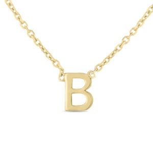 14K Solid Yellow Gold B Mini Initial Necklace- PDF62178