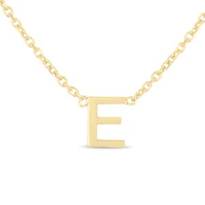 14K Solid Yellow Gold E Mini Initial Necklace- PDF62181