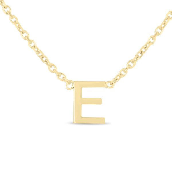 14K Solid Yellow Gold E Mini Initial Necklace- PDF62181