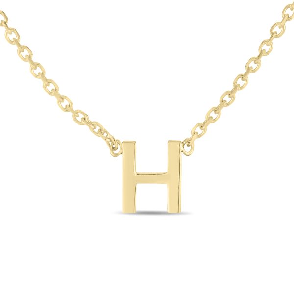 14K Solid Yellow Gold H Mini Initial Necklace- PDF62184