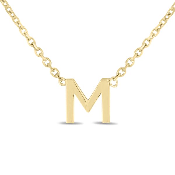 14K Solid Yellow Gold M Mini Initial Necklace- PDF62189