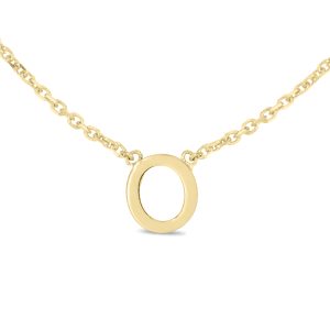 14K Solid Yellow Gold O Mini Initial Necklace- PDF62191