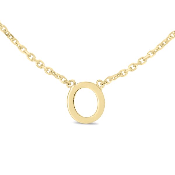 14K Solid Yellow Gold O Mini Initial Necklace- PDF62191