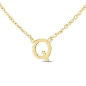 14K Solid Yellow Gold Q Mini Initial Necklace- PDF62193