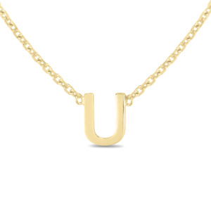 14K Solid Yellow Gold U Mini Initial Necklace- PDF62197