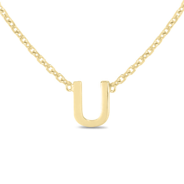 14K Solid Yellow Gold U Mini Initial Necklace- PDF62197