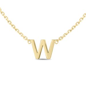 14K Solid Yellow Gold W Mini Initial Necklace- PDF62199