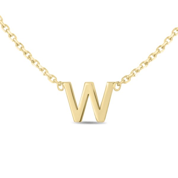 14K Solid Yellow Gold W Mini Initial Necklace- PDF62199