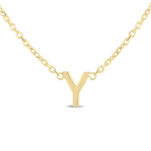 14K Solid Yellow Gold Y Mini Initial Necklace- PDF62201