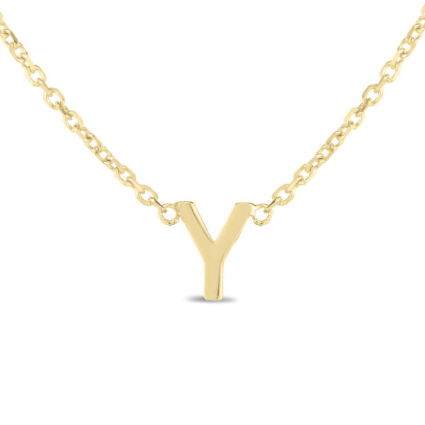 14K Solid Yellow Gold Y Mini Initial Necklace- PDF62201