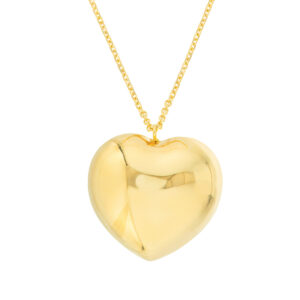 14K Solid Yellow Gold Large Puff Heart on Adjustable Necklace- PDF62231