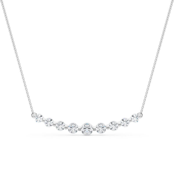 1 Carat TW 9 Stone Diamond Bar Necklace in 14K White Gold- PDF62357