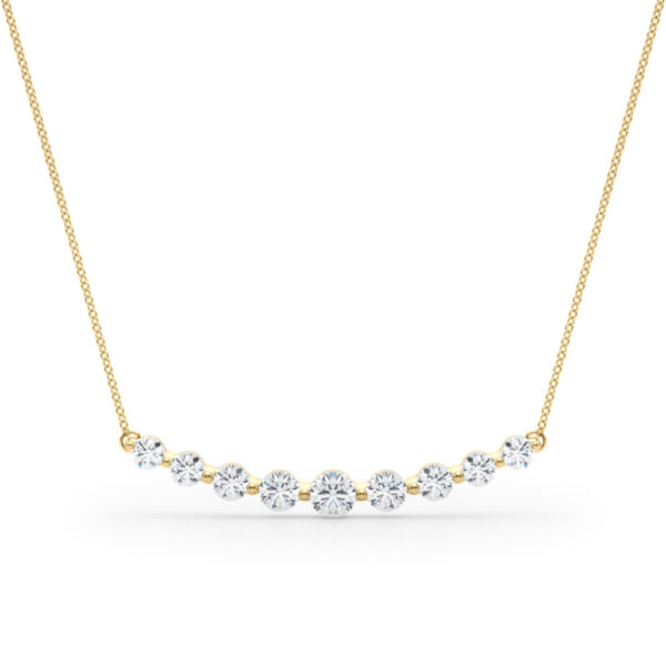1 Carat TW 9 Stone Diamond Bar Necklace in 14K Yellow Gold- PDF62358
