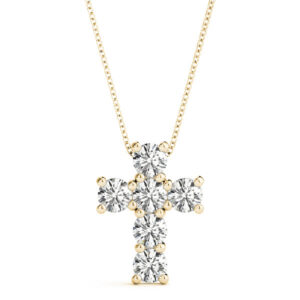 1/2 Carat TW Diamond Religious Cross Pendant in 14K Yellow Gold- PDF62360