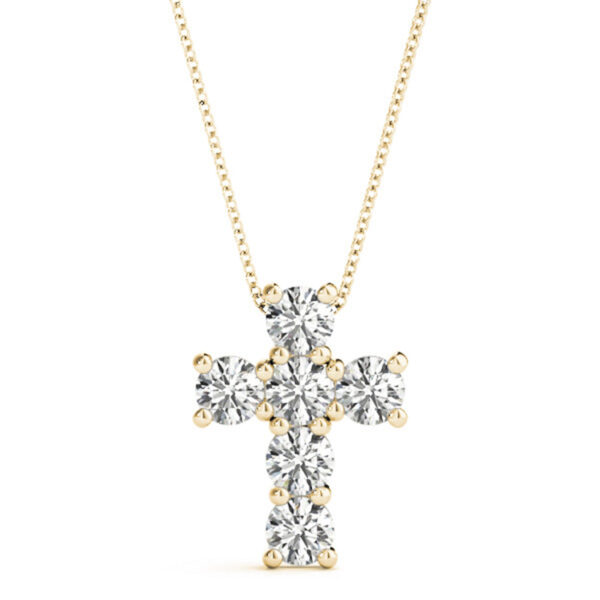 1/2 Carat TW Diamond Religious Cross Pendant in 14K Yellow Gold- PDF62360