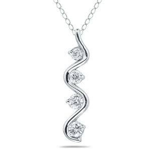 1/5 CTW Natural Diamond Swirl Drop Pendant in 10k White Gold- PDF7964