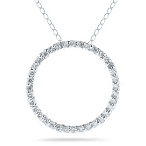 1/2 Carat TW Diamond Circle Pendant in 14K White Gold- PDF8023