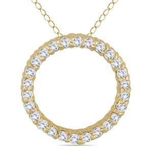 1/3 Carat TW Diamond Circle Pendant in 14K Yellow Gold- PDF8101