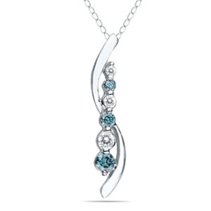 1/2 Carat TW Blue And White Diamond Journey Pendant in 14k White Gold- PDF8112BL