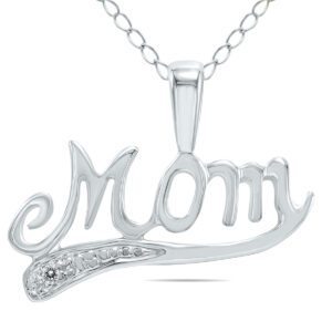 Genuine Diamond MOM Pendant in 10K White Gold- PDF8172