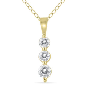 1/2 Carat TW Three Stone Diamond Pendant in 10K Yellow Gold (K-L Color, I2-I3 Clarity)- PDF90291