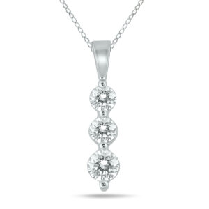 1/2 Carat TW Three Stone Diamond Pendant in 10K White Gold- PDF902914WD