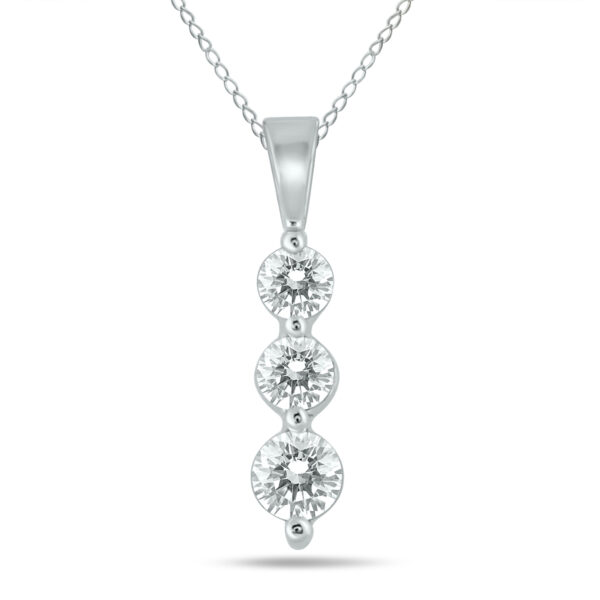 1/2 Carat TW Three Stone Diamond Pendant in 10K White Gold- PDF902914WD