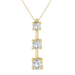 AGS Certified 1/2 Carat TW Three Stone Diamond Pendant in 10k Yellow Gold- PDF918714Y