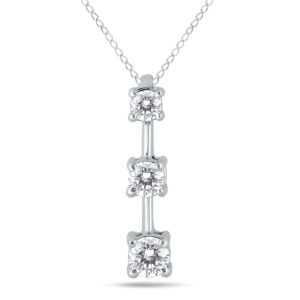 1/2 Carat TW Three Stone Diamond Pendant in 10K White Gold- PDF918718WD