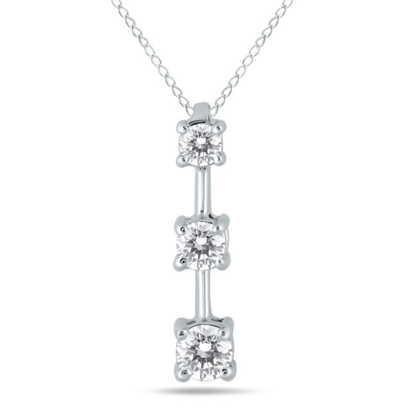 1/2 Carat TW Three Stone Diamond Pendant in 10K White Gold- PDF918718WD