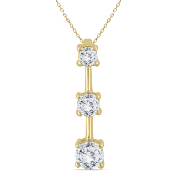 1 Carat TW Three Stone Diamond Pendant in 14K Yellow Gold- PDF918914YD