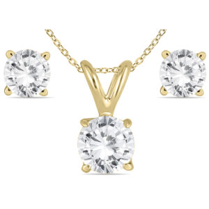 5/8 Carat TW Diamond Pendant and Earring Set in 14K Yellow Gold- PDFSET580024