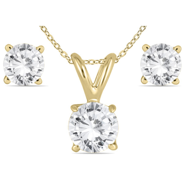 5/8 Carat TW Diamond Pendant and Earring Set in 14K Yellow Gold- PDFSET580024