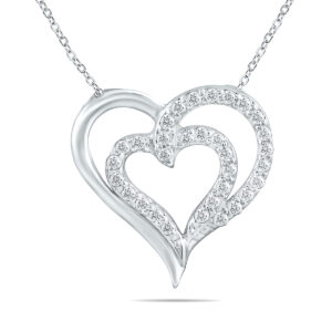 1/4 Carat TW Diamond Heart Pendant in 10K White Gold- PDH12626