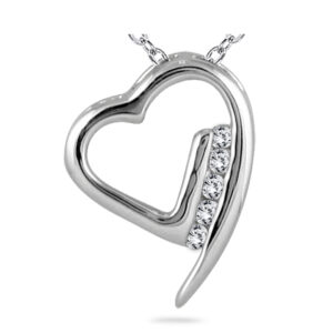 1/10 Carat TW Diamond Heart Pendant in 14K White Gold- PDH5138