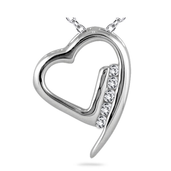1/10 Carat TW Diamond Heart Pendant in 14K White Gold- PDH5138