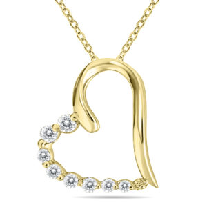 1/3 Carat TW Diamond Heart Journey Pendant in 10K Yellow Gold- PDH55681