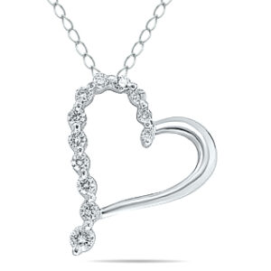 1/4 Carat TW Diamond Heart Pendant in 10K White Gold- PDH7897