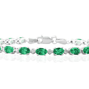 5.30 Carat TW Emerald and Diamond Bracelet in 10K White Gold- PRB12514EM