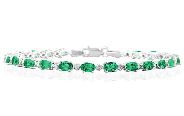 5.30 Carat TW Emerald and Diamond Bracelet in 10K White Gold- PRB12514EM