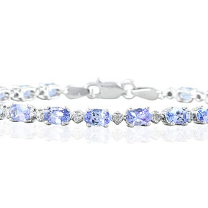 5.30 Carat TW Tanzanite and Diamond Bracelet in 10K White Gold- PRB12514TZ