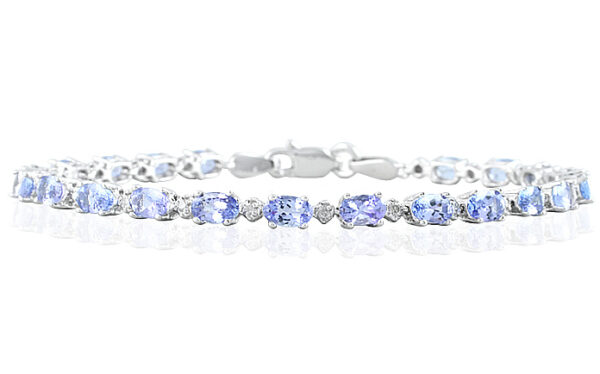 5.30 Carat TW Tanzanite and Diamond Bracelet in 10K White Gold- PRB12514TZ