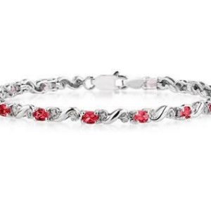 10k White Gold Diamond and Ruby Bracelet- PRB8127RB