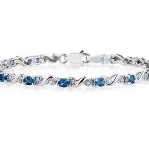 10k White Gold Diamond and Sapphire Bracelet- PRB8127SP