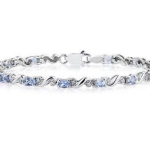 10k White Gold Diamond and Tanzanite Bracelet- PRB8127TZ